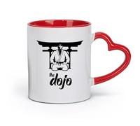 DEBINGY céramique Tasses blanches L'inscription des arts martiaux des combattants d'aïkido est un hiéroglyphe de l'aïkido japonais （11oz/320ml） Pour expresso Rouge