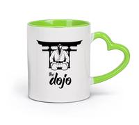 DEBINGY céramique Tasses blanches L'inscription des arts martiaux des combattants d'aïkido est un hiéroglyphe de l'aïkido japonais （11oz/320ml） Pour expresso Vert