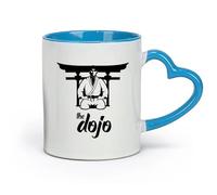 DEBINGY céramique Tasses blanches L'inscription des arts martiaux des combattants d'aïkido est un hiéroglyphe de l'aïkido japonais （11oz/320ml） Pour expresso Bleu
