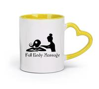 DEBINGY céramique Tasses blanches Massage corporel Logo Day Spa Soin du visage Récupération Salon de beauté （11oz/320ml） Pour thé, café, lait, cappuccino Jaune