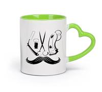 DEBINGY céramique Tasses blanches Outils de salon de coiffure, cheveux, barbe, rasage, coiffure, hommes, salon de beauté （11oz/320ml） Pour expresso Vert