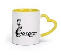 DEBINGY céramique Tasses blanches Réparation de garage rétro Service de voiture à piston Atelier de réparation automobile Outil de mécanicien de soupape （11oz/320ml） Pour expresso Jaune