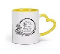 DEBINGY céramique Tasses blanches Verset biblique Cantique des Cantiques 3:4 Citation Couronne Inspiration chrétienne （11oz/320ml） Café ou cadeau Jaune