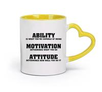 DEBINGY céramique Tasses durables Capacité Motivation Attitude Centre de remise en forme Garçon Fille Inspirant Exercice （11oz/320ml） Café ou cadeau Jaune