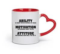 DEBINGY céramique Tasses durables Capacité Motivation Attitude Centre de remise en forme Garçon Fille Inspirant Exercice （11oz/320ml） Café ou cadeau Rouge