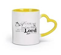 DEBINGY céramique Tasses durables Citations inspirantes de versets bibliques Josué 24;15 Mais quant à moi et à ma famille （11oz/320ml） Lave-vaisselle Jaune