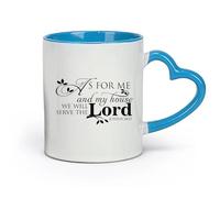 DEBINGY céramique Tasses durables Citations inspirantes de versets bibliques Josué 24;15 Mais quant à moi et à ma famille （11oz/320ml） Lave-vaisselle Bleu