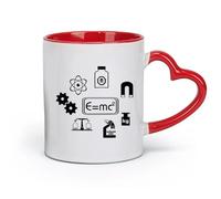 DEBINGY céramique Tasses durables Citations scientifiques Apprentissage scolaire Laboratoire de chimie （11oz/320ml） Tasse à café en céramique pour cappuccino, thé, lait Rouge