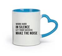 DEBINGY céramique Tasses durables Entraînez-vous en silence, centre de remise en forme, citations de motivation, succès de l'exercice, sports inspirants （11oz/320ml） Joli cadeau de Noël Bleu