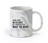 DEBINGY céramique Tasses durables Entraînez-vous en silence, centre de remise en forme, citations de motivation, succès de l'exercice, sports inspirants （11oz/320ml） Marmorschwarz