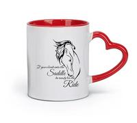 DEBINGY céramique Tasses durables Équitation Si vous montez en selle, soyez prêt pour l'équitation Citations inspirantes （11oz/320ml） Joli cadeau de Noël Rouge