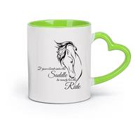 DEBINGY céramique Tasses durables Équitation Si vous montez en selle, soyez prêt pour l'équitation Citations inspirantes （11oz/320ml） Joli cadeau de Noël Vert