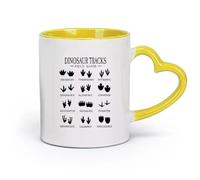 DEBINGY céramique Tasses durables Guide de terrain des traces de dinosaures de dessins animés Playhouse Park Dinosaur Tracks （11oz/320ml） Lave-vaisselle Jaune