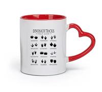 DEBINGY céramique Tasses durables Guide de terrain des traces de dinosaures de dessins animés Playhouse Park Dinosaur Tracks （11oz/320ml） Lave-vaisselle Rouge
