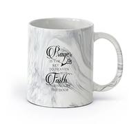 DEBINGY céramique Tasses durables La prière chrétienne est la e la foi. Déverrouillez les versets bibliques. Religion. Citations inspirantes. （11oz/320ml） Lave-vaisselle Marmorschwarz