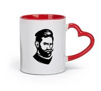 DEBINGY céramique Tasses durables Salon de coiffure pour hommes, coupe de cheveux, coiffure, barbe, visage, élégant, rasage, barbier （11oz/320ml） Restaurant, bureau Rouge