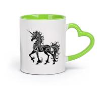 DEBINGY céramique Tasses durables silhouette de cheval pégase ou kirin la créature mythique uniquement （11oz/320ml） Excellent cadeau pour les amoureux Vert