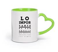 DEBINGY céramique Tasses durables Tableau d'acuité visuelle en espagnol : mots importants à consulter pour un opticien ; citations inspirantes （11oz/320ml） Lave-vaisselle Vert