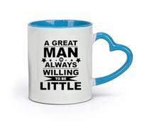 DEBINGY céramique Tasses durables un grand homme est toujours prêt à être petit typographie citation motivationnelle conception （11oz/320ml） Café ou cadeau Bleu