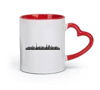 DEBINGY céramique Tasses durables une représentation de la silhouette du paysage urbain parisien, avec notamment la tour Eiffel et les cathédrales emblématiques （11oz/320ml） Toutes occasions Rouge