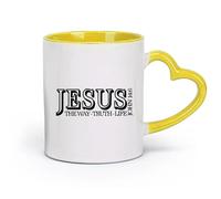DEBINGY céramique Tasses durables Versets bibliques chrétiens Jésus Vérité Vie Jésus Religion Prière Vie chrétienne （11oz/320ml） Joli cadeau de Noël Jaune
