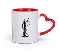 DEBINGY céramique Tasses en céramique avec anses Cabinet d'avocats Cour législative Déesse Justice Balances （11oz/320ml） Idéal pour la maison et le bureau Rouge
