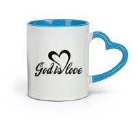 DEBINGY céramique Tasses en céramique avec anses Dieu est amour Citations Religion Église Aimer Dieu （11oz/320ml） Excellent cadeau pour les amoureux Bleu