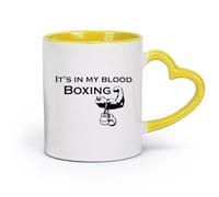 DEBINGY céramique Tasses en céramique pour café, lait, thé Citations de boxe Ceci est mon sang, mon garçon （11oz/320ml） Tasses à café en céramique pour la maison ou le travail Jaune