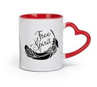 DEBINGY céramique Tasses en céramique pour café, lait, thé Feather Tricker Esprit libre Style libre （11oz/320ml） Pour boissons chaudes, latte, cappuccino Rouge