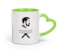 DEBINGY céramique Tasses en céramique pour café, lait, thé Identité du logo du salon de coiffure （11oz/320ml） Lave-vaisselle et micro-ondes, pour le bureau et la maison Vert