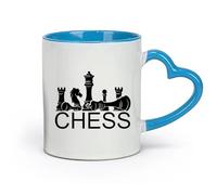 DEBINGY céramique Tasses en céramique pour café, lait, thé Tatouage du club des joueurs d'échecs （11oz/320ml） Lave-vaisselle et micro-ondes, pour le bureau et la maison Bleu