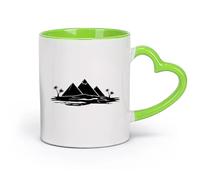 DEBINGY céramique Tasses en céramique pour café, lait, thé Tourisme Voyage Égypte Pyramides Palmiers Océan （11oz/320ml） Cadeau de bureau unique pour femme et homme Vert
