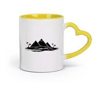 DEBINGY céramique Tasses en céramique pour café, lait, thé Tourisme Voyage Égypte Pyramides Palmiers Océan （11oz/320ml） Cadeau de bureau unique pour femme et homme Jaune