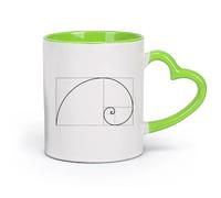 DEBINGY céramique Tasses en grès pour café, thé École de mathématiques sur la géométrie du nombre d'or （11oz/320ml） Cadeau de bureau unique pour femme et homme Vert