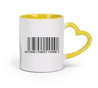 DEBINGY céramique Tasses en grès pour café, thé Home Sweet Barcode House Corridor Entrée de la maison （11oz/320ml） Excellent cadeau pour les amoureux Jaune