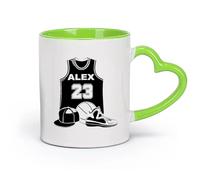 DEBINGY céramique Tasses en grès pour café, thé Maillot de basket-ball Silhouette de basket-ball pour enfants （11oz/320ml） Pour thé, café, lait, cappuccino Vert
