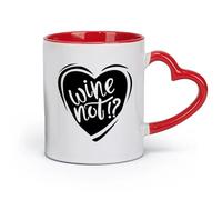 DEBINGY céramique Tasses en grès pour café, thé Mots Vin Pas Question Boutique de Vin Symbole de Cœur （11oz/320ml） Pour café, flocons d'avoine, thé, facile à nettoyer Rouge