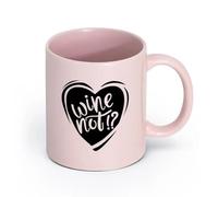 DEBINGY céramique Tasses en grès pour café, thé Mots Vin Pas Question Boutique de Vin Symbole de Cœur （11oz/320ml） Pour café, flocons d'avoine, thé, facile à nettoyer Rose
