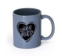DEBINGY céramique Tasses en grès pour café, thé Mots Vin Pas Question Boutique de Vin Symbole de Cœur （11oz/320ml） Pour café, flocons d'avoine, thé, facile à nettoyer Blaugrau
