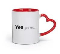 DEBINGY céramique Tasses en grès pour café, thé Oui, vous pouvez - Citations de motivation - Fitnesscenter （11oz/320ml） Pour le bureau et la maison Rouge