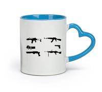 DEBINGY céramique Tasses en grès pour café, thé Pistolet Ak47 Arme Soldat de l'armée Jeu militaire （11oz/320ml） Parfait pour les cuisines, restaurants et cafés, excellente idée cadeau Bleu