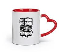 DEBINGY céramique Tasses en grès pour café, thé Tatouage du slogan « No Pain No Gain » pour centre de fitness （11oz/320ml） Pour thé, chocolat chaud Rouge