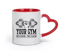 DEBINGY céramique Tasses en porcelaine Musculation : Exercices sans douleur, sans gain, centre de remise en forme, citations motivantes, manger （11oz/320ml） Toutes occasions Rouge