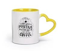 DEBINGY céramique Tasses en porcelaine une bonne journée commence par une attitude positive et une bonne tasse de café citations sur le café （11oz/320ml） Café ou cadeau Jaune