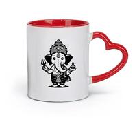 DEBINGY céramique Tasses en porcelaine une silhouette 2D propre du Seigneur Ganesh avec un minimum de détails （11oz/320ml） Pour le bureau et la maison Rouge