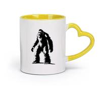 DEBINGY céramique Tasses et tasses tendance silhouette yéti la créature mythique bête ancienne seulement （11oz/320ml） Pour café, flocons d'avoine, thé, facile à nettoyer Jaune