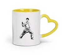 DEBINGY céramique Tasses personnalisées Arts martiaux Combattant de karaté Guerrier ninja Assassin de karaté ninja （11oz/320ml） Pour expresso Jaune
