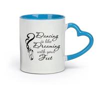 DEBINGY céramique Tasses personnalisées Danser, c'est comme rêver avec ses pieds Citation Danseuse Ballerine Chaussures de ballet （11oz/320ml） Joli cadeau de Noël Bleu