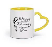 DEBINGY céramique Tasses personnalisées Danser, c'est comme rêver avec ses pieds Citation Danseuse Ballerine Chaussures de ballet （11oz/320ml） Joli cadeau de Noël Jaune