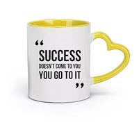 DEBINGY céramique Tasses pour la maison et le bureau Citations de motivation Succès Inspiration Apprentissage （11oz/320ml） Pour la maison et le bureau Jaune